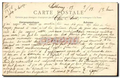 Sathonay — A Artilharia na Corvée de Palates — B.F. Paris — Verso