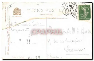 Britaniczni żołnierze — karta wojskowa — Tuck's Post Card — Rewers