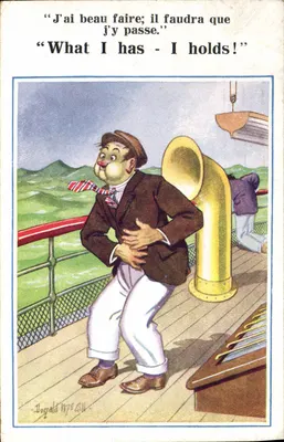 Bateau — caricature d'un homme tenant un trombone — Donald Mc Gill