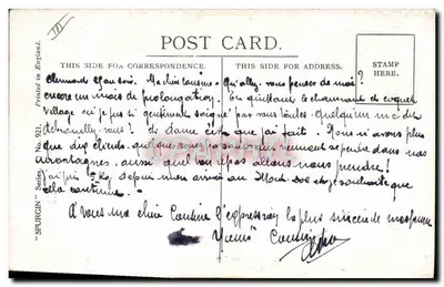 Couples amoureux — scène de mariage — Spurgin, série No. 921 — Verso