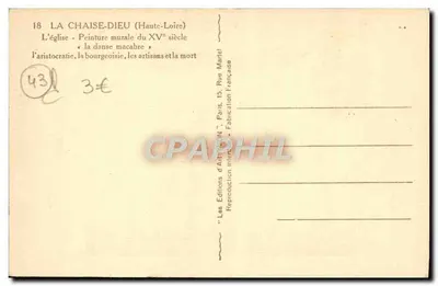 La Chaise-Dieu (Haute-Loire) — De kerk - Muurverf van de 15e eeuw « de dans van de dood » — Les Éditions d'Art FRANCE — Achterkant
