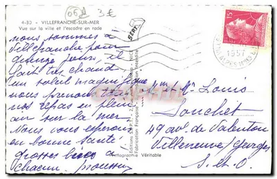 Villefranche-sur-Mer — widok miasta i floty w portowym zatoku — Editions S.P.T. - 24, rue Alexis-Maspéro, Nice — Rewers
