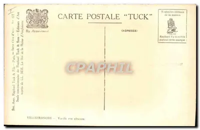 Villefranche — Stara ciemna ulica — wydawca Tuck & Fils — Rewers
