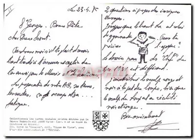 Jovens escoteiros em um riacho — ilustração de R. Jovobin — editado pelo Rede Baden-Powell em Cahors — Verso