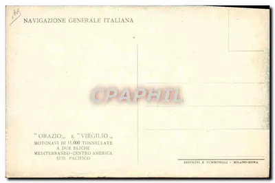 Navio de cruzeiro — 'Orazio' e 'Virgilio' — editor Restetti e Tumminelli — Verso