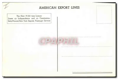 C cruzeiro Independence — American Export Lines — n° II — Verso