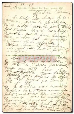 Kind küsst ein Mädchen — humoristische Ansichtskarte — G. A. & Co. Ltd., London — Rückseite
