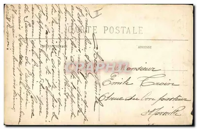 Tarjeta postal antigua Militaria Obús de destrucción de 420 mm alemán que cae sobre un fuerte — Reverso
