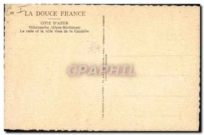Villefranche-sur-Mer — Zatoka i miasto widziane z Corniche — Wydawnictwo La Douce France — Rewers
