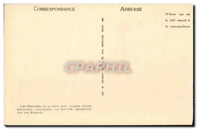 Carcassonne — A Cidade ao Nordeste — ND. — Imp. Letellier, Paris — Verso