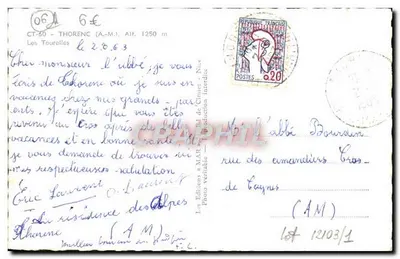 Thorenç — Vista invernal com igreja e casas nevadas — Les Éditions & MAR de Cimiez — Verso