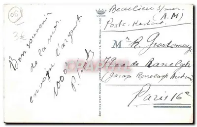 Beaulieu-sur-Mer — Ogólny widok i Cap d'Ail — Éditions d'Art Munier, NICE — Rewers