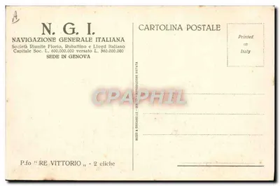 Re Vittorio — Buque de crucero — N.G.I. Navigazione Generale Italiana — Reverso