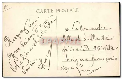 Bateria de artilharia de 75 mm. nos Altos da Meuse — Guerra de 1914 — S. FARGES, EDIT. - LYON — Verso
