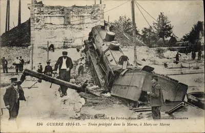Marne Nehri'nde Düşen Tren — 1914-15 Savaşı — G. Brindelet Fotoğrafı, La Ferté-sous-Jouarre