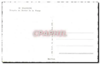 Biarritz — Tempestade no Rocher de la Vierge — Réal-Photo, Paris — Verso