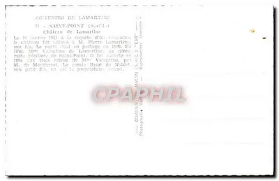 Zamek Saint-Point — Souvenirs de Lamartine — Wydawca Cina — Rewers