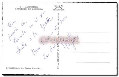 Lourdes — widok panoramiczny i świątynia — Éd. A. Doucet, Mexichrome — Rewers