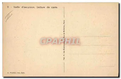 Jovens na natureza — Noite antes da excursão. Leitura de mapa. — A. Plantier, Imp. Édit. — Verso