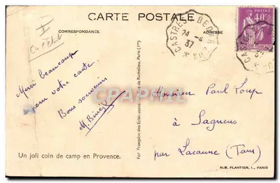 Campement en Provence — éditeur ALB. PLANTIER, Paris — n° de série non visible — Verso