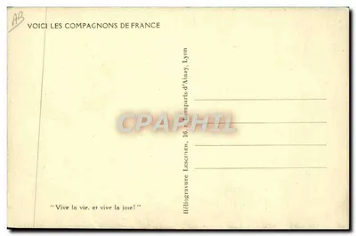 Compagnons de France — Vive la vie, et vive la joie! — Héliogravure Lescriven, Lyon — Rewers