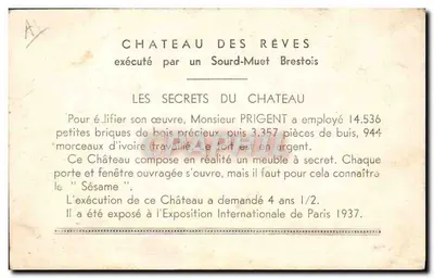 Castelo dos Sonhos — Exposição Internacional de Paris 1937 — editor: Paolo La Mance — Verso