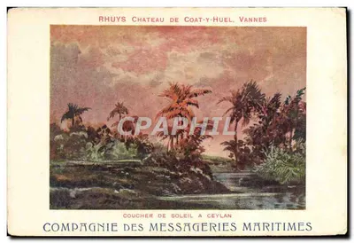 Coucher de soleil à Ceylan — Château de Coat-y-Huel, Vannes — Compagnie des Messageries Maritimes