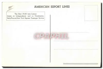 Navio de cruzeiro Independence — American Export Lines — número de série não visível — Verso