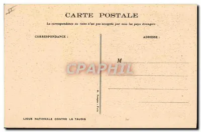 Niños jugando cerca de un pozo — escena humorística — editor: Ligue Nationale Contre le Taudis — Reverso