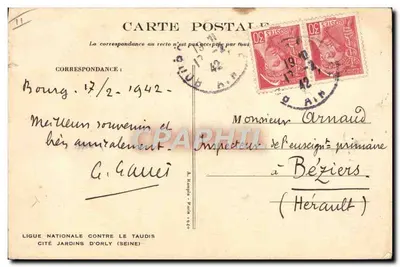 Enfants sous la pluie — scène champêtre — Ligue Nationale Contre le Taudis, Cité Jardins d'Orly (Seine) — Verso