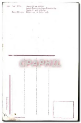 Jeune fille au papillon — Tade Styka — éditeur I. Lapina-Paris, n° 430 — Verso
