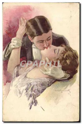 Un coppia abbracciata — illustrazione di Amy Juniont — editore anonimo, n° 236-3