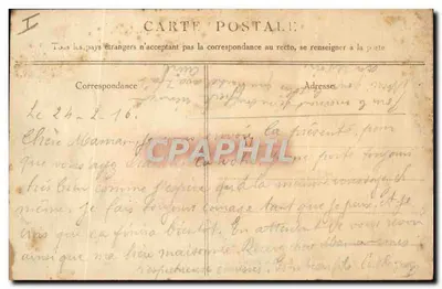 Wojna 1914-15 — Epizod pojedynku artyleryjskiego — Wygląd wózka, który "znieść" — G. Mathière, Wydawca, 34 rue de Charonne, Paryż — Rewers