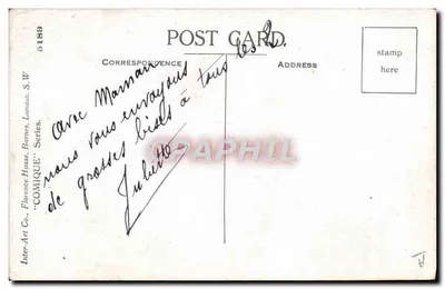 Kinderen en kindermeisje — humoristische scène — Inter-Art Co., serie 'COMIQUE', n° 5189 — Achterkant