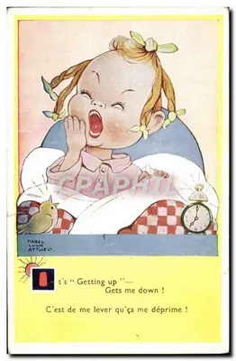 Bebê se alongando — 'C'est de me lever qu'ça me déprime !' — Mabel Lucie Attwell, n° III