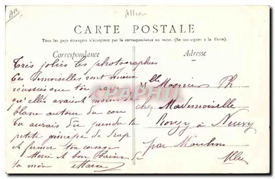 Camponesa dos arredores de Montluçon — (Cliché Auclair) — Livraria Chaumont, Montluçon, n°205 — Verso