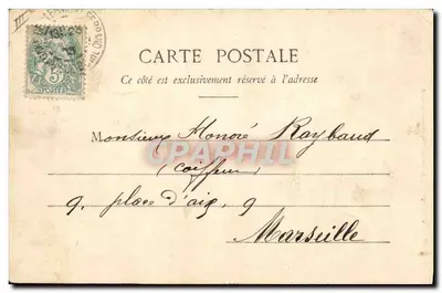 La Bourrée d'Auvergne — scena tańca tradycyjnego — Lith. Rougé-Beal, 21, Rue de l'Éon, Clermont-Ferrand, nr 313 — Rewers