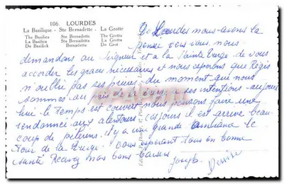 Lourdes — A Basílica, a Gruta e Santa Bernadette — Edição P. Douard, n°106 — Verso