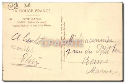 Sospel — Velhas Casas ao Lado da Bévera — Les Éditions d'Art Yvan, Paris — Verso