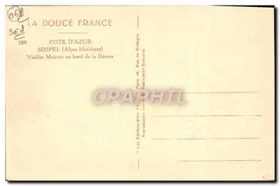 Sospel (Alpes-Maritimes) — Velhas Casas ao Lado da Bévera — Les Editions d'Art Yvonne, Paris — Verso