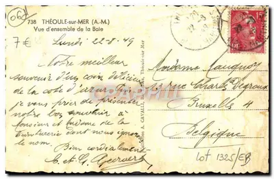 Théoule-sur-Mer — Ogólny widok zatoki — Wydawnictwo A. Cavalli, nr 738 — Rewers