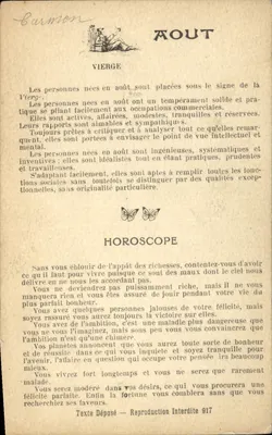 Horóscopo agosto — Virgem — Texto depositado — Reprodução proibida 1917