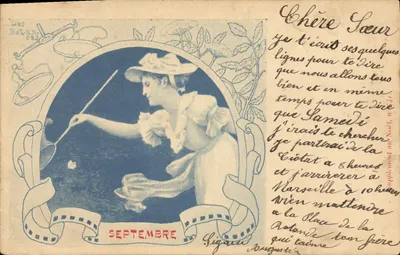 Mulher pescando uma rã — Setembro — Editor G. Augustin, n° 41