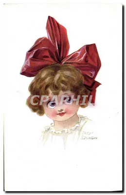 Menina pequena com laço vermelho grande — ilustração de Fred Spurgin — série 208, G. A. & Co. Ltd.