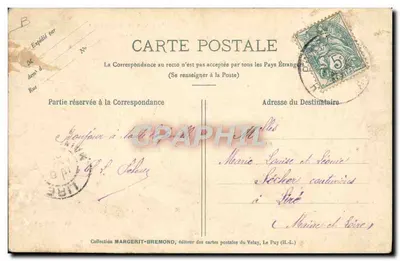 Jovens montanheiros cévenols — indo a cavalo para a feira de Todos os Santos, no Puy — "LE VELAY ILLUSTRÉ" n°312, Chiche M. B. Rep. int. — Verso