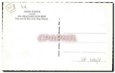 Beaulieu-sur-Mer — Widok na morze i Kap Ferrat — Zbiór Riviera, 28, rue Marceau, Nice — Rewers