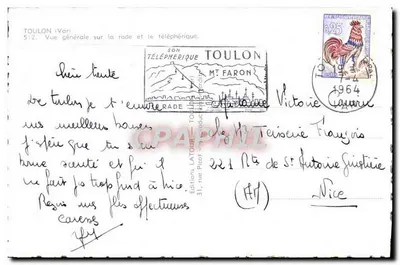 Toulon — Ogólny widok na zatokę i teleferyk — Wydawnictwo Latour — Rewers