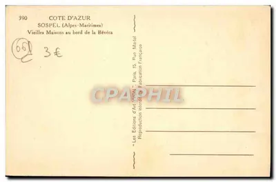 Sospel (Alpes-Maritimes) — Velhas Casas ao lado da Bévéra — As Edições de Arte WYN, Paris — Verso