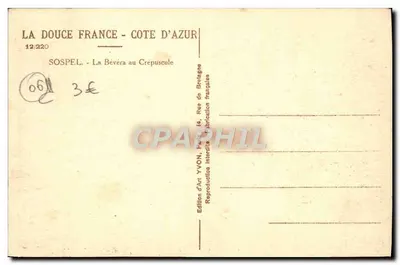 Sospel - La Bévéra w zachodzie — Wydawnictwo Art YVON, nr 12.220 — Rewers