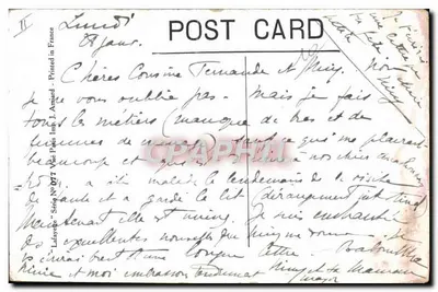 Kind schreibt ein kleines Wort vor dem Schlafen — Moc — Serie Nr. 7 — Impr. J. Amard — Rückseite